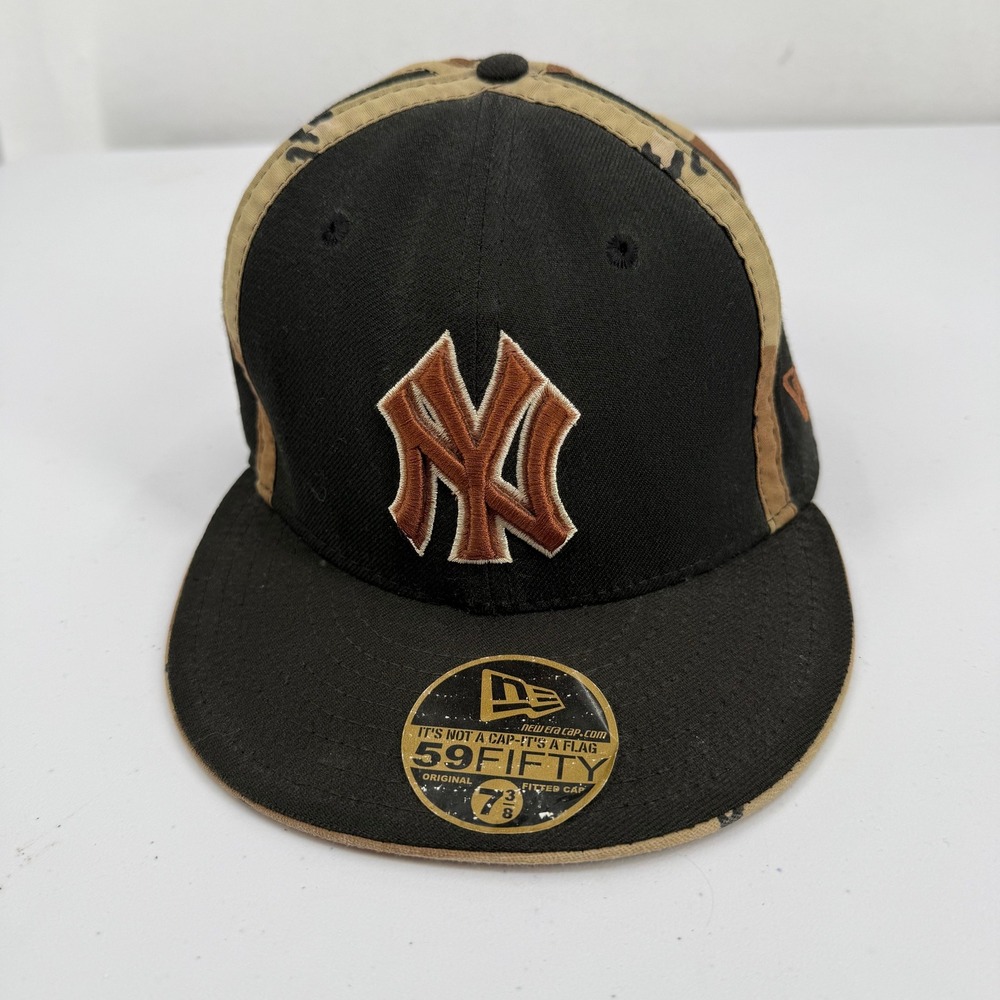 New‎ Era 59FIFTY New York Yankees Hat 7 3/8 Black Desert Camo Stripe Fitted Cap